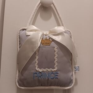 Prince Decorative Pillow with Gold Crown & Photo Holder